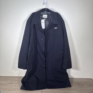BRAND NWT Lacoste Men’s XL Navy Blue Trench Coat full Length $370 MSRP